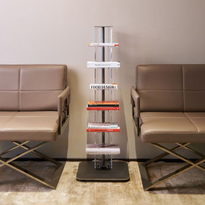 Emporium - Modello: Ziadele - Libreria da terra bassa struttura in metallo e mensole in plexiglass 6 ripiani - SKU: E120110 