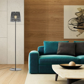 Emporium - Modello: Pixi - Piantana in metallo con paralume in PVC dal design moderno - Attacco Lampadina: E27 - 1 Lampadina - Watt 70W - Dimmerabile: NO - Grado di Protezione: IP20 - SKU: E120059 