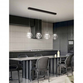 Fabas Luce - Modello: Ariel - Lampada a sospensione a LED con 4 diffusori in vetro a boccia lineari - Colore: Trasparente - Attacco Lampadina: Led Integrato - 4 Lampadine - Watt 28W - Lumen 3000 - Dimmerabile: SI - Gradi Kelvin 2700K-3000K-4000K - Grado di Protezione: IP20 - Classe Energetica: E - SKU: 3770-48-372 - Codice EAN: 8019282547150