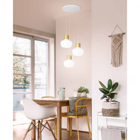 Fabas Luce - Modello: Kino - Lampada a sospensione a LED struttura in metallo con 3 diffusori in vetro - Attacco Lampadina: Led Integrato - 3 Lampadine - Watt 36W - Lumen 3900 - Dimmerabile: SI - Gradi Kelvin 3000k Luce Calda - Grado di Protezione: IP20 - Classe Energetica: E - SKU: 3767-47 