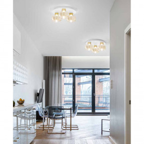 Fabas Luce - Modello: Kino - Plafoniera da soffitto in metallo con 3 diffusori in vetro moderni - Attacco Lampadina: Led Integrato - 3 Lampadine - Watt 36W - Lumen 3900 - Dimmerabile: SI - Gradi Kelvin 3000k Luce Calda - Grado di Protezione: IP20 - Classe Energetica: E - SKU: 3767-65