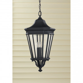 Feiss - Modello: Cotswold Lane - Lanterna a catena grande rustica in alluminio diffusore in vetro a 3 luci - Colore: Nero - Attacco Lampadina: E14 - 3 Lampadine - Watt 60W - Dimmerabile: NO - Grado di Protezione: IP44 - Classe Energetica: A - SKU: FE-COTSLN8-L-BK - Codice EAN: 5024005230014 