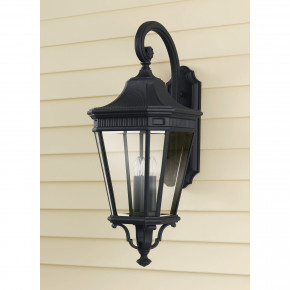 Feiss - Modello: Cotswold Lane - Lanterna da parete rustica grande in alluminio con diffusore a 3 luci - Colore: Nero - Attacco Lampadina: E14 - 3 Lampadine - Watt 60W - Dimmerabile: NO - Grado di Protezione: IP44 - Classe Energetica: A - SKU: FE-COTSLN2-L-BK - Codice EAN: 5024005229810 