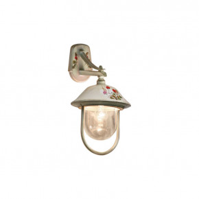 FerroLuce - Modello: Bari - Applique a parete per esterno con paralume in ceramica decorata a mano - Attacco Lampadina: E27 - 1 Lampadina - Watt 60W - Dimmerabile: NO - Grado di Protezione: IP43 - Classe Energetica: A - SKU: A300-BO-43.DEC.TRS - Codice EAN: 8056598470734