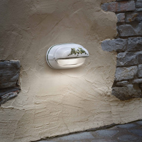 FerroLuce - Modello: Brindisi - Applique a parete per esterno con paralume in ceramica decorata a mano - Attacco Lampadina: E27 - 1 Lampadina - Watt 42W - Dimmerabile: NO - Grado di Protezione: IP20 - Classe Energetica: A - SKU: C291-04.DEC.UOO - Codice EAN: 8056598471199