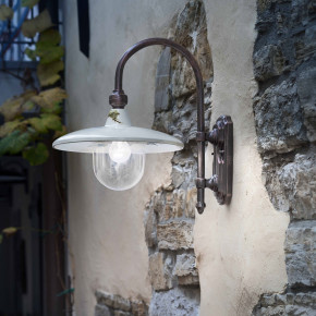 FerroLuce - Modello: Campobasso - Applique da esterno in alluminio con paralume in ceramica decorata a mano - Attacco Lampadina: E27 - 1 Lampadina - Watt 60W - Dimmerabile: NO - Grado di Protezione: IP43 - Classe Energetica: A - SKU: A343-NR-04.DEC.UOO - Codice EAN: 8056598471120 