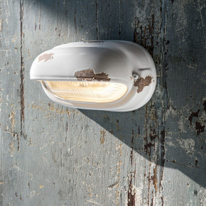 FerroLuce - Modello: Vintage - Applique da parete da esterni dal design industrial con diffusore in ceramica - Attacco Lampadina: E27 - 1 Lampadina - Watt 46W - Dimmerabile: NO - Grado di Protezione: IP20 - Classe Energetica: A - SKU: C291 