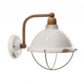 FerroLuce - Modello: Industrial - Applique da parete dallo stile industrial con diffusore a gabbia in ceramica - Attacco Lampadina: E14 - 1 Lampadina - Watt 46W - Dimmerabile: NO - Grado di Protezione: IP20 - Classe Energetica: A - SKU: C1681 