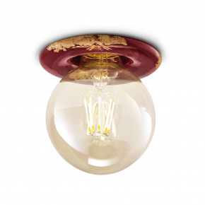 FerroLuce - Modello: Vintage - Faretto da incasso rotondo in ceramica in stile industrial - Colore: Bordeaux - Attacco Lampadina: E27 - 1 Lampadina - Watt 53W - Dimmerabile: NO - Grado di Protezione: IP20 - Classe Energetica: A - SKU: C481/27-VIX - Codice EAN: 8056772568103