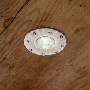 FerroLuce - Modello: Pescara - Faretto da incasso rustico rotondo in ceramica decorato a mano - Attacco Lampadina: GU10 - 1 Lampadina - Watt 40W - Dimmerabile: NO - Grado di Protezione: IP20 - Classe Energetica: A - SKU: C480-44.DEC.FFM - Codice EAN: 8056598472783 