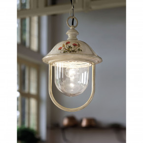 FerroLuce - Modello: Bari - Lampada a sospensione da esterno con paralume in ceramica decorata a mano - Attacco Lampadina: E27 - 1 Lampadina - Watt 60W - Dimmerabile: NO - Grado di Protezione: IP43 - Classe Energetica: A - SKU: A302-BO-43.DEC.TRS - Codice EAN: 8056598470758 