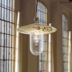 FerroLuce - Modello: Genova - Lampada a sospensione da esterno con paralume in ceramica decorata a mano - Attacco Lampadina: E27 - 1 Lampadina - Watt 60W - Dimmerabile: NO - Grado di Protezione: IP43 - Classe Energetica: A - SKU: A402-BO-56.DEC.FAR - Codice EAN: 8056598470925 