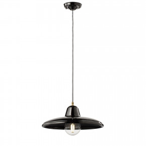 FerroLuce - Modello: B&W - Lampada a sospensione dal design industrial con diffusore in ceramica - Attacco Lampadina: E27 - 1 Lampadina - Watt 77W - Dimmerabile: NO - Grado di Protezione: IP20 - Classe Energetica: A - SKU: C2330-08 - Codice EAN: 8056772568653