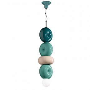 FerroLuce - Modello: Bumbum - Lampada a sospensione grande in ceramica dal design moderno ed elegante - Colore: Turchese - Attacco Lampadina: E27 - 1 Lampadina - Watt 60W - Dimmerabile: NO - Grado di Protezione: IP20 - Classe Energetica: A+ - SKU: C2764-MIX 