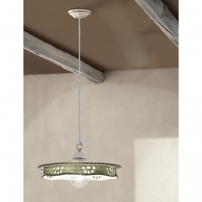 FerroLuce - Modello: Alessandria - Lampada a sospensione grande in metallo e ceramica in stile rustico - Attacco Lampadina: E27 - 1 Lampadina - Watt 75W - Dimmerabile: NO - Grado di Protezione: IP20 - Classe Energetica: A - SKU: C531-OS-FVM - Codice EAN: 8056598472820 