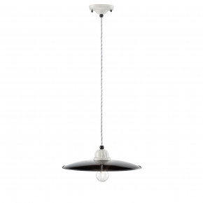 FerroLuce - Modello: B&W - Lampada a sospensione grande industrial in metallo e paralume in ceramica - Attacco Lampadina: E27 - 1 Lampadina - Watt 77W - Dimmerabile: NO - Grado di Protezione: IP20 - Classe Energetica: A - SKU: C1612 - Codice EAN: 8056772561395 