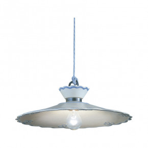 FerroLuce - Modello: Ravenna - Lampada a sospensione grande rustica con paralume in ceramica decorato a mano - Attacco Lampadina: E27 - 1 Lampadina - Watt 75W - Dimmerabile: NO - Grado di Protezione: IP20 - Classe Energetica: A - SKU: C893-NA-FBL - Codice EAN: 8056598473018 