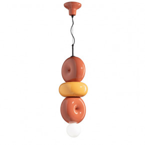FerroLuce - Modello: Bumbum - Lampada a sospensione in ceramica dal design moderno ed elegante - Colore: Arancione - Attacco Lampadina: E27 - 1 Lampadina - Watt 60W - Dimmerabile: NO - Grado di Protezione: IP20 - Classe Energetica: A+ - SKU: C2752-MIX 