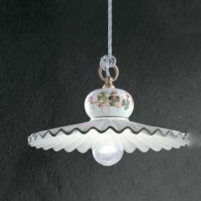 FerroLuce - Modello: Roma - Lampada a sospensione media dallo stile rustico in ceramica decorata a mano - Attacco Lampadina: E27 - 1 Lampadina - Watt 75W - Dimmerabile: NO - Grado di Protezione: IP20 - Classe Energetica: A - SKU: C396-OS-43.DEC.TRS - Codice EAN: 8056772569049 