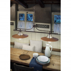 FerroLuce - Modello: Bologna - Lampada a sospensione rustica con doppio diffusore in ceramica dipinto a mano - Attacco Lampadina: E27 - 2 Lampadine - Watt 75W - Dimmerabile: NO - Grado di Protezione: IP20 - Classe Energetica: A - SKU: C826-NR-07 - Codice EAN: 8056598470345 