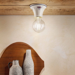 FerroLuce - Modello: Trieste - Lampada da soffitto dalle linee rustiche in ceramica decorata a mano - Attacco Lampadina: E27 - 1 Lampadina - Watt 77W - Dimmerabile: NO - Grado di Protezione: IP20 - Classe Energetica: A - SKU: C132-17.DEC.PEO - Codice EAN: 8056598471946 