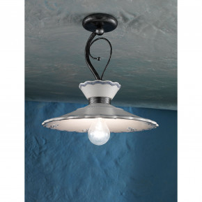 FerroLuce - Modello: Ravenna - Lampada da soffitto grande rustica con paralume in ceramica decorato a mano - Attacco Lampadina: E27 - 1 Lampadina - Watt 100W - Dimmerabile: NO - Grado di Protezione: IP20 - Classe Energetica: A - SKU: C930-NA-FBL - Codice EAN: 8056598473179 