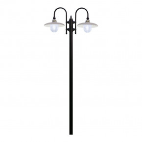 FerroLuce - Modello: Campobasso - Lampada da terra da esterno in alluminio e 2 paralumi in ceramica decorata mano - Attacco Lampadina: E27 - 2 Lampadine - Watt 60W - Dimmerabile: NO - Grado di Protezione: IP43 - Classe Energetica: A - SKU: A340-2-NR-04.DEC.UOO - Codice EAN: 8056598471106 