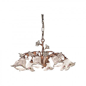 FerroLuce - Modello: Pisa - Lampadario rustico con otto diffusori in ceramica decorati a mano - Attacco Lampadina: E14 - 8 Lampadine - Watt 42W - Dimmerabile: NO - Grado di Protezione: IP20 - Classe Energetica: A - SKU: C1205-8-RU-13.DEC.CO - Codice EAN: 8056598471823