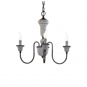 FerroLuce - Modello: Sanremo - Lampadario rustico in metallo con 3 braccia in ceramica decorate a mano - Attacco Lampadina: E14 - 3 Lampadine - Watt 42W - Dimmerabile: NO - Grado di Protezione: IP20 - Classe Energetica: A - SKU: C270-3-BA-44.DEC.FFB - Codice EAN: 8056772568974 