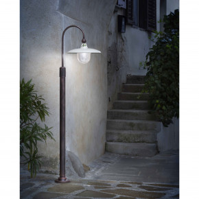 FerroLuce - Modello: Campobasso - Lampione da esterno in alluminio con paralume in ceramica decorata a mano - Attacco Lampadina: E27 - 1 Lampadina - Watt 60W - Dimmerabile: NO - Grado di Protezione: IP43 - Classe Energetica: A - SKU: A344-NR-04.DEC.UOO - Codice EAN: 8056598471137 
