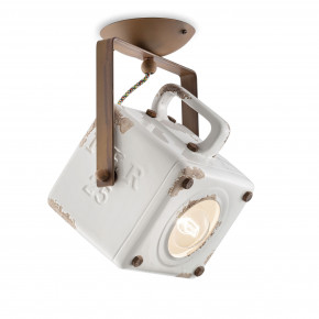 FerroLuce - Modello: Industrial - Plafoniera a soffitto dal design industrial con diffusore a cubico in ceramica - Attacco Lampadina: E27 - 1 Lampadina - Watt 53W - Dimmerabile: NO - Grado di Protezione: IP20 - Classe Energetica: A - SKU: C1653 