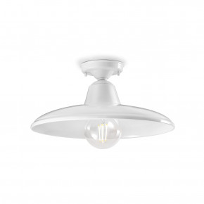 FerroLuce - Modello: B&W - Plafoniera da soffitto dal design industrial con diffusore in ceramica - Attacco Lampadina: E27 - 1 Lampadina - Watt 77W - Dimmerabile: NO - Grado di Protezione: IP20 - Classe Energetica: A - SKU: C2333