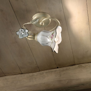 FerroLuce - Modello: Pisa - Lampada da soffitto rustica con diffusore in ceramica decorato a mano - Attacco Lampadina: E14 - 1 Lampadina - Watt 42W - Dimmerabile: NO - Grado di Protezione: IP20 - Classe Energetica: A - SKU: C1204-1-BO-13.DEC.CO - Codice EAN: 8056598471762 