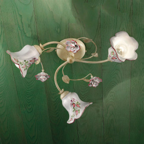 FerroLuce - Modello: Pisa - Plafoniera da soffitto rustica con tre diffusori in ceramica decorati a mano - Attacco Lampadina: E14 - 3 Lampadine - Watt 42W - Dimmerabile: NO - Grado di Protezione: IP20 - Classe Energetica: A - SKU: C1204-3-BO-05.DEC.RR - Codice EAN: 8056598471786 