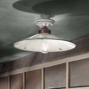FerroLuce - Modello: Asti - Plafoniera grande stile rustico con struttura in metallo e diffusore in ceramica - Attacco Lampadina: E27 - 1 Lampadina - Watt 100W - Dimmerabile: NO - Grado di Protezione: IP20 - Classe Energetica: A - SKU: C059-NR-33.DEC.SOO - Codice EAN: 8056598471465