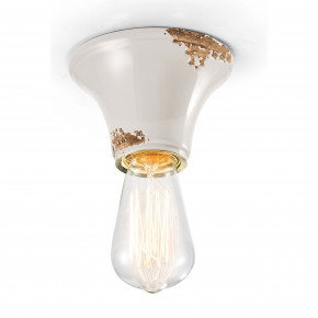 FerroLuce - Modello: Vintage - Plafoniera media rotonda dal design industrial con diffusore in ceramica - Attacco Lampadina: E27 - 1 Lampadina - Watt 77W - Dimmerabile: NO - Grado di Protezione: IP20 - Classe Energetica: A - SKU: C132 