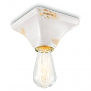 FerroLuce - Modello: Vintage - Plafoniera piccola quadrata dal design industrial con diffusore in ceramica - Attacco Lampadina: E27 - 1 Lampadina - Watt 77W - Dimmerabile: NO - Grado di Protezione: IP20 - Classe Energetica: A - SKU: C135