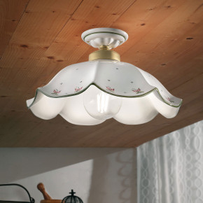 FerroLuce - Modello: Belluno - Plafoniera rustica in ceramica dipinta a mano dalle linee classiche - Attacco Lampadina: E27 - 1 Lampadina - Watt 100W - Dimmerabile: NO - Grado di Protezione: IP20 - Classe Energetica: A - SKU: C065-OS-33.DEC.SOO - Codice EAN: 8056598471496 
