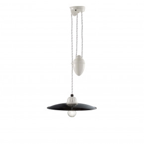 FerroLuce - Modello: B&W - Sospensione piccola regolabile in altezza dal design industrial - Attacco Lampadina: E27 - 1 Lampadina - Watt 77W - Dimmerabile: NO - Grado di Protezione: IP20 - Classe Energetica: A - SKU: C1616 - Codice EAN: 8056772561432 