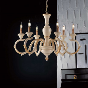 Bonetti Illumina - Modello: Fiorenza - Lampadario in legno in stile classico 6 luci - Attacco Lampadina: E14 - 6 Lampadine - Watt 40W - Dimmerabile: NO - Grado di Protezione: IP20 - Classe Energetica: A++ - SKU: BL172-6 