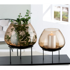 Gilde - Modello: Vitu - Portacandela in vetro grande con base in metallo da design moderno - SKU: 276- 