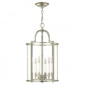 Hinkley - Modello: Gentry - Lampadario grande moderno in acciaio con diffusore in vetro a 6 luci - Attacco Lampadina: E14 - 6 Lampadine - Watt 60W - Dimmerabile: NO - Grado di Protezione: IP20 - Classe Energetica: A - SKU: HK-GENTRY-P 