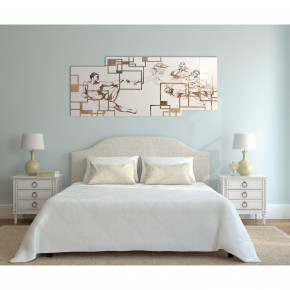 I Dettagli - Modello: Creazione - Capezzale in legno con raffigurazioni incise a laser dal design moderno 160x65 - Colore: Sabbia - SKU: QS651606CRE