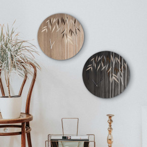 I Dettagli - Modello: Vienna - Orologio da parete rotondo dal incisioni laser su legno dal design elegante - SKU: OR454 