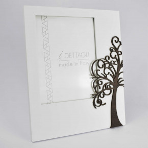 I Dettagli - Modello: Albero della Vita - Portafoto da tavolo in legno dal design moderno con dettaglio in wengè - Colore: Bianco - Foto 15x20 - SKU: CL1D15X20VITA