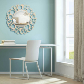 I Dettagli - Modello: Dondo - Specchio da parete rotondo con cornice in legno dal design moderno - Colore: Sabbia - SKU: SP65656DON 