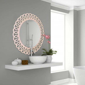 I Dettagli - Modello: Romy - Specchio da parete rotondo moderno con cornice in legno dalle linee eleganti - Colore: Cipria - SKU: SP808030RO 