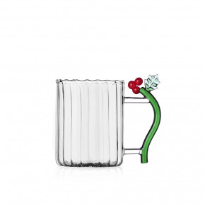 Ichendorf - Modello: Christmas Flowers - Mug in vetro con manico con bacche - Colore: Verde/Rosso - SKU: 0935209236 - Codice EAN: 8032397058618