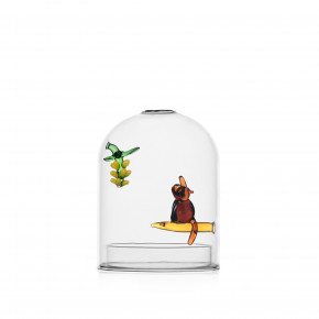 Ichendorf - Modello: Birds - Portacandela in vetro con miniature di scimmia e banane - Colore: Marrone/Verde - SKU: 09354073 - Codice EAN: 8032397058946 