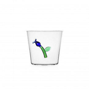 Ichendorf - Modello: Botanica - Tumbler in vetro con fiore decorativo design artigianale e colorato - Colore: Verde/Blu - SKU: 09354027 - Codice EAN: 8032397056300 